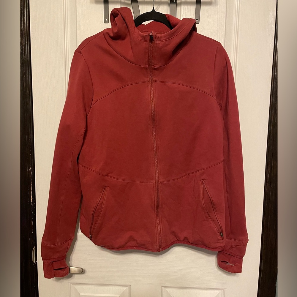 Rust coloured hoodie from Decathalon.